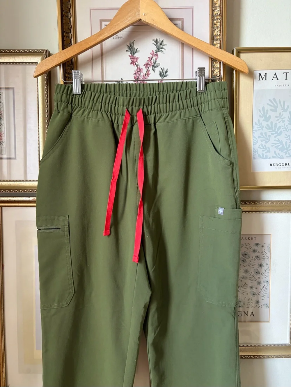 Figs High Waisted Yola Skinny Scrub Pant in Olive Green Small Tall